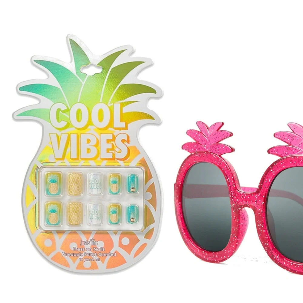 Justice Pineapple Good Vibes Nails Mousse Glasses
